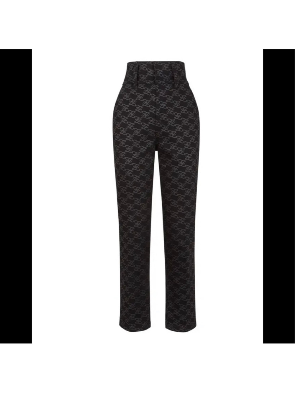fendi High-Waist Patterned Straight-Leg Pants - Black